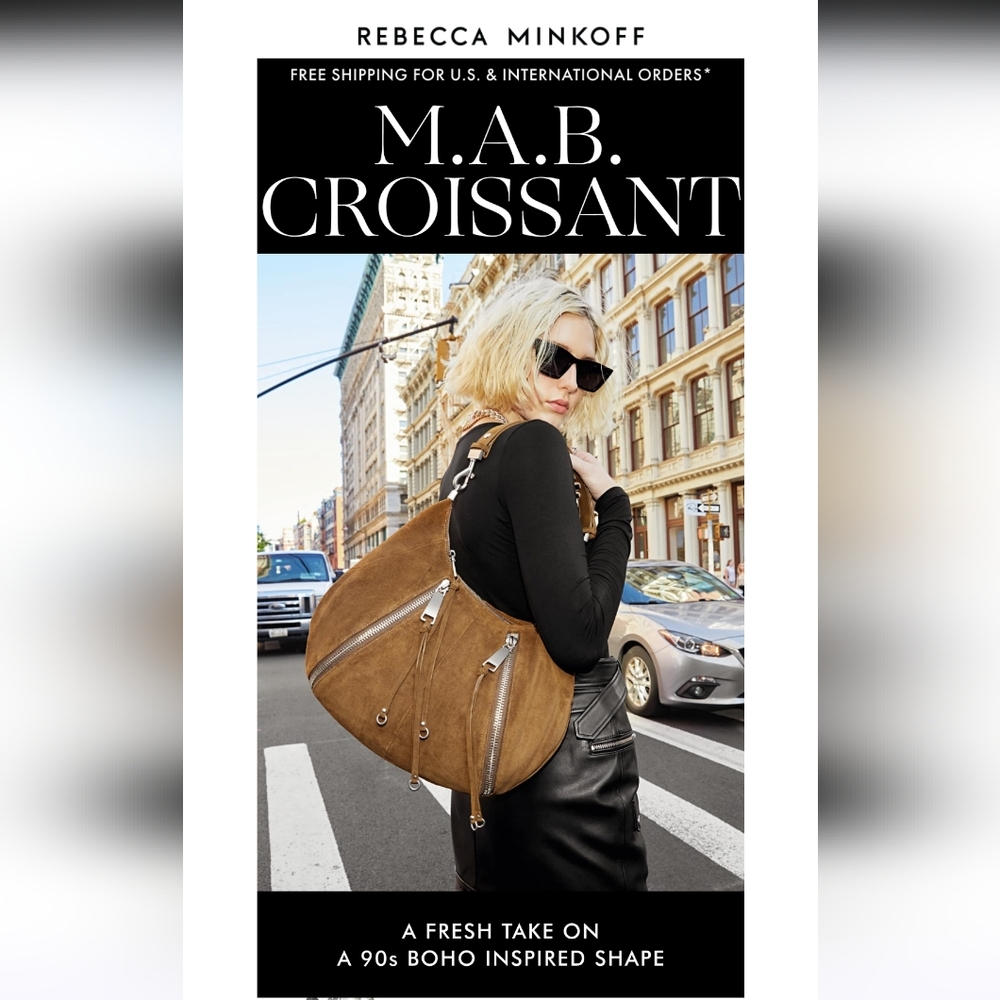 Rebecca Minkoff M.A.B. Suede Croissant Hobo Crescent Bag NWOT + Hardware Repair - Picture 15 of 16